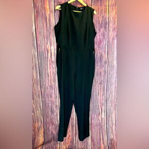 ASOS Black Jumpsuit Woman’s Large Polyester Blend with Gold Zipper Pockets.